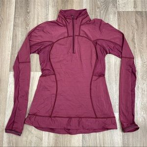 Lululemon Run For Gold 1/2 Zip Pull Over Top Size 6 Burgundy Red